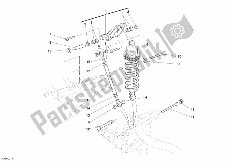 Todas as partes de Amortecedor Traseiro do Ducati Monster S2R 1000 USA 2006